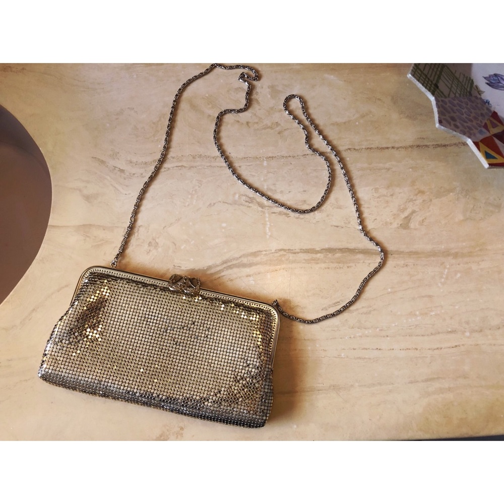VINTAGE gold mesh chain crossbody bag purse
